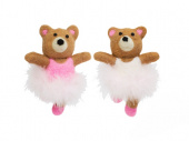 Медвежонок Балерина в розовой пачке из перьев,микс,10х13 см