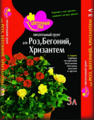 Грунт "Цветочный рай" для роз, бегоний и хризантем, 3 л