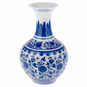 Ваза "Шинуазри Blue" (керамика), цвет белый-синий, 12x23 см 